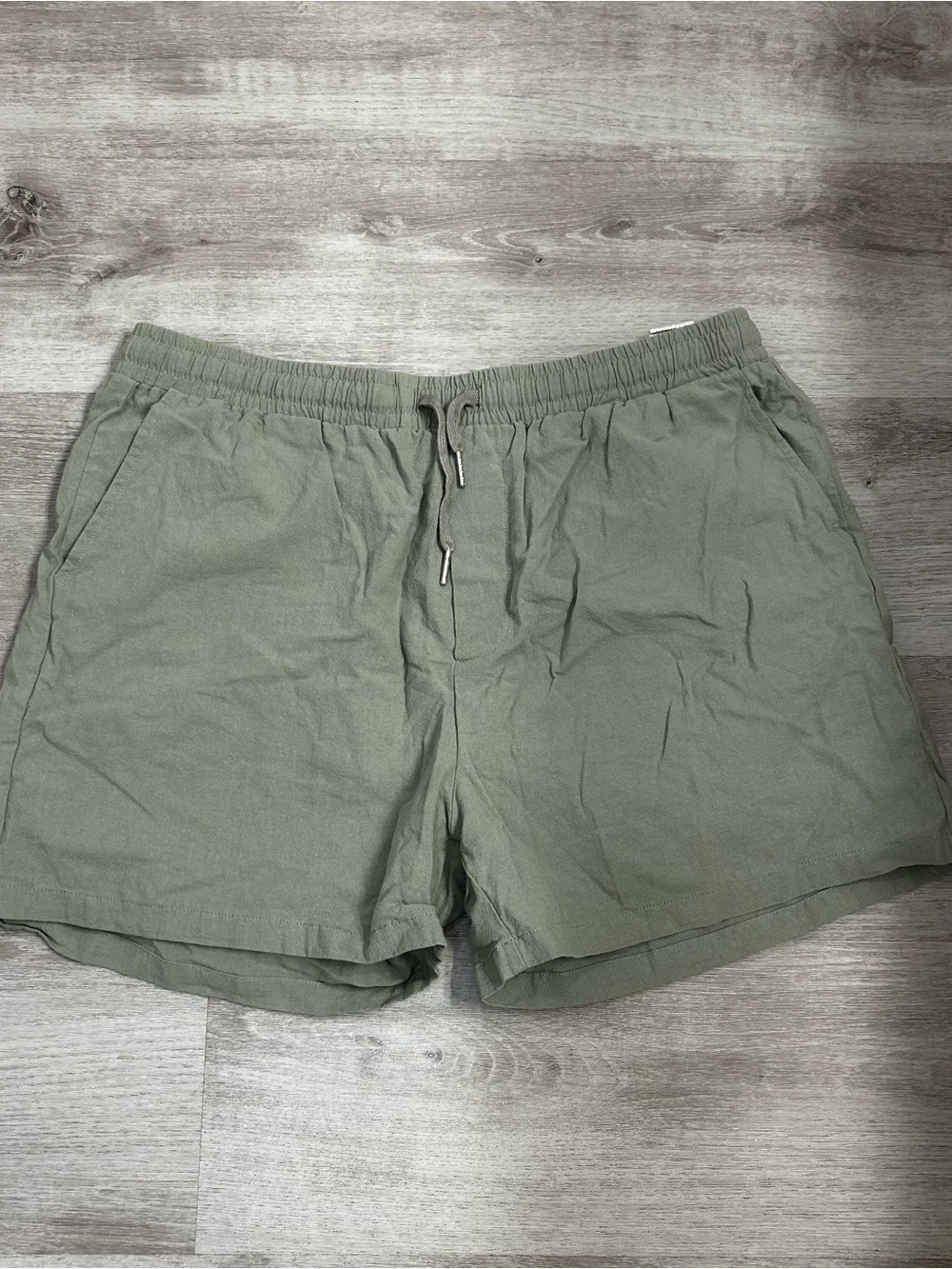 SHEIN Men's Drawstring Casual Shorts - Olive Green Cotton